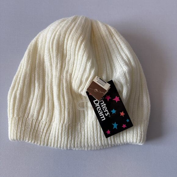 K Mart NWT Winters Dream Knit Women’s OS Beanie Slouch Hat Neutral Cream - Picture 2 of 10